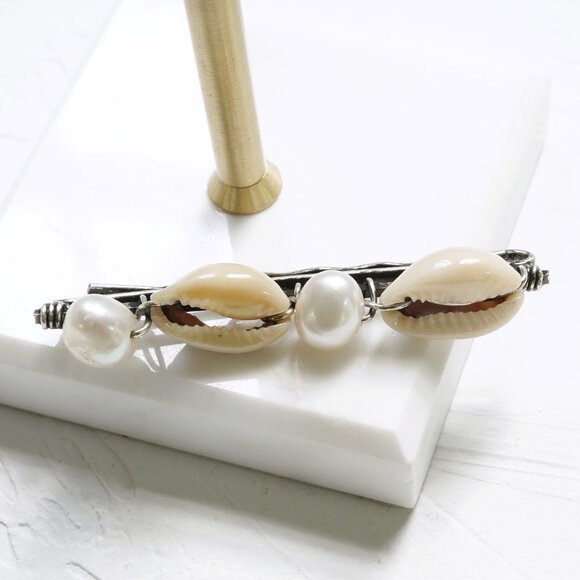 DANNIJO Candra Cowrie Shells Pearls Hair Clip